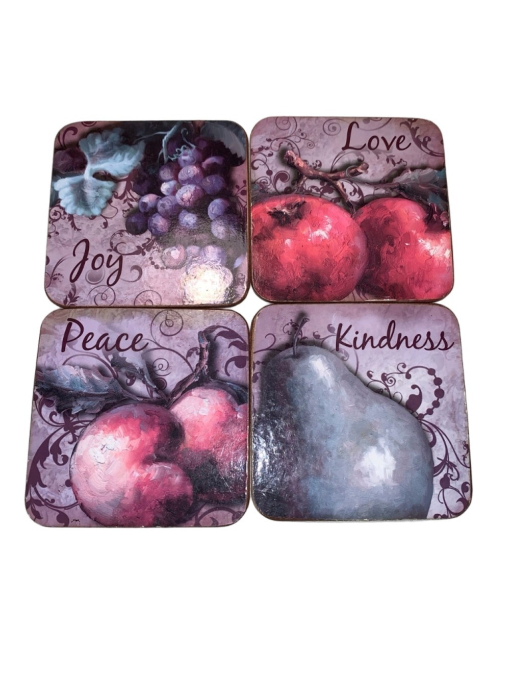 Carpentree Bar Accessories Coasters One Size Purple Red Fruit Set